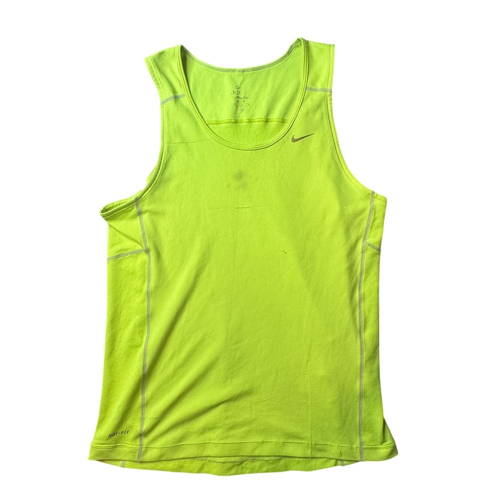 Nike Tank Top Womens S Volt Yellow Miler Dri-FIT Running Singlet 519694-702 Mesh